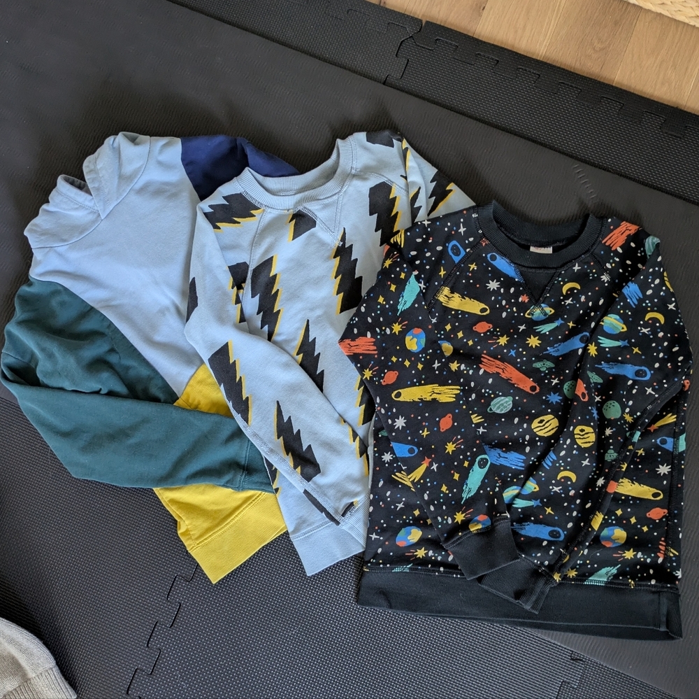 Hanna Andersson Kids Sweatshirt Set — Black, Light Blue, Teal, Yellow
